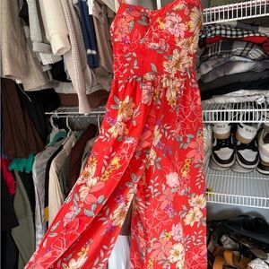 Floral Red Jumpsuit